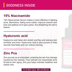 Dr. Alies Professional 15% Niacinamide Face Serum with Zinc & Hyaluronic Acid for Acne Spots | Blemishes | oil Control (30 ml) Unisex (Copy)